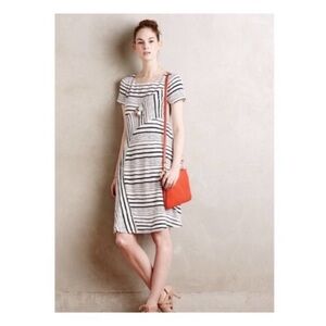 Anthropologie - Maeve Black and White Striped Midi Dress